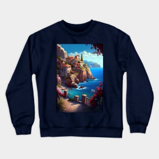 Mediterranean Coastline- Oil Paint Crewneck Sweatshirt